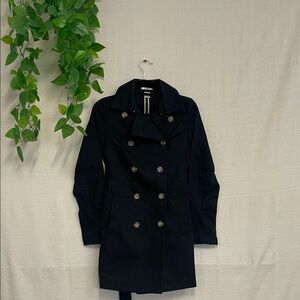 Old Navy Black Double-Breasted Trench Coat
